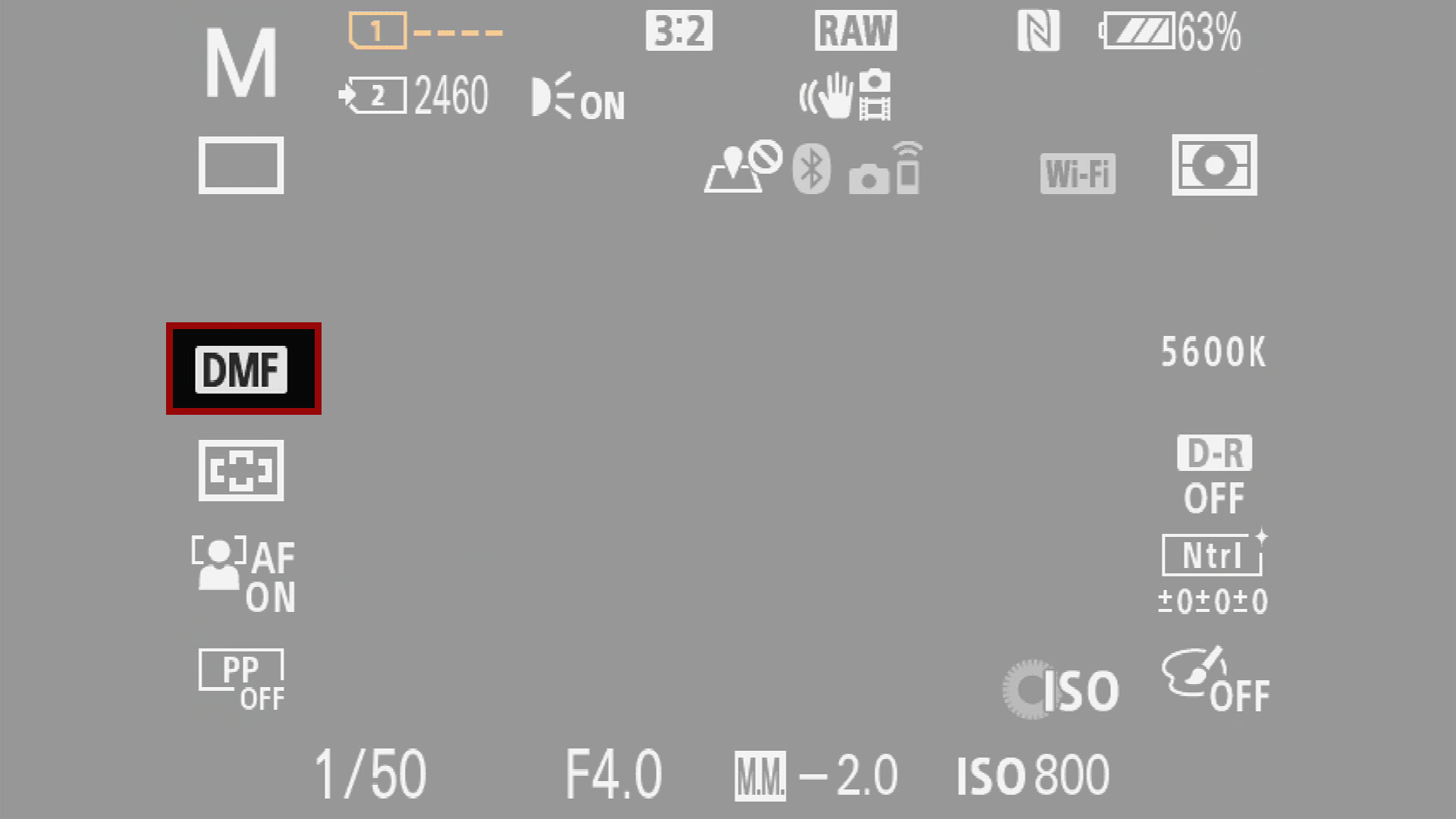 autofocus mode icon on sony screen