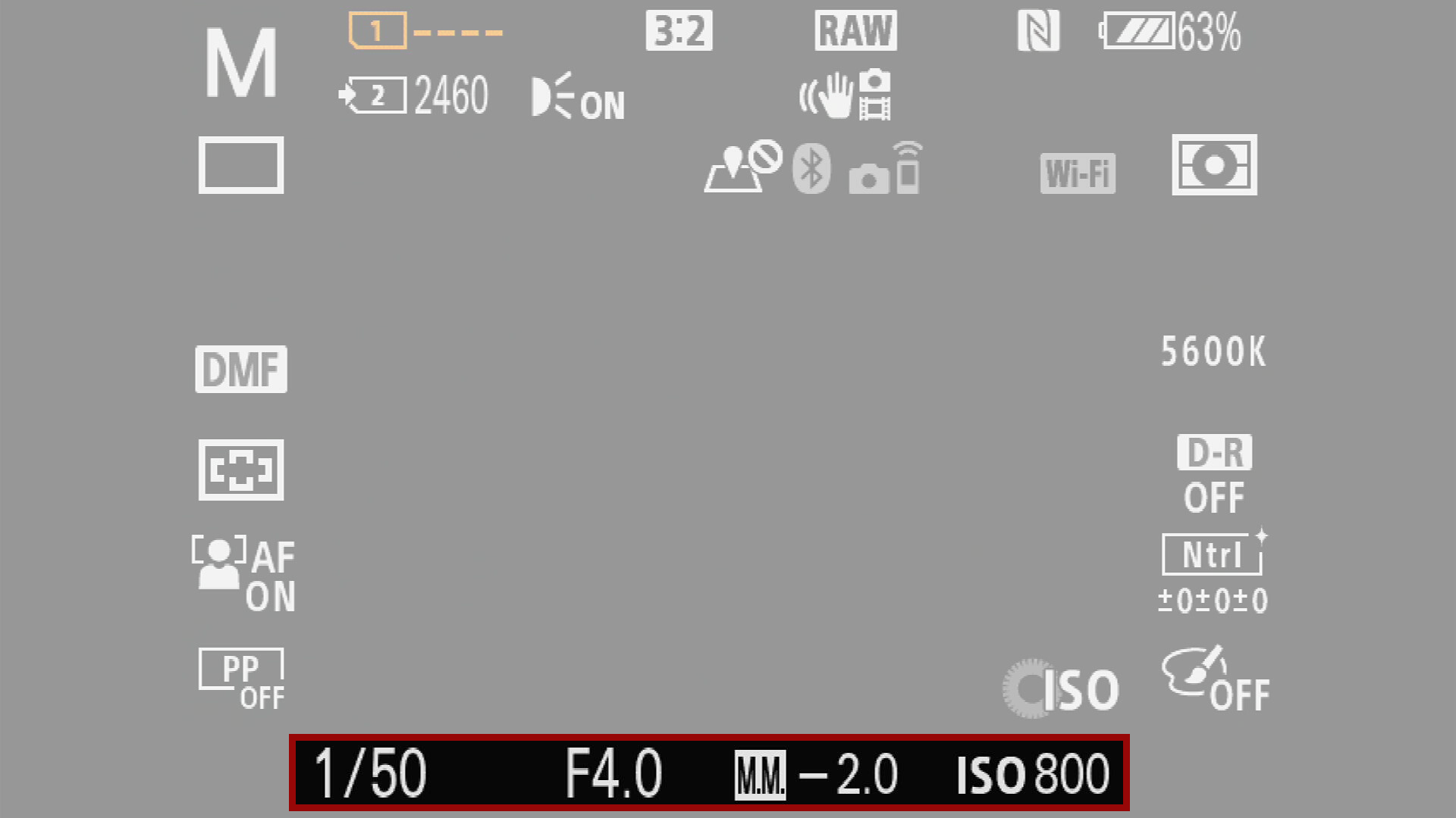 exposure settings icon on sony screen