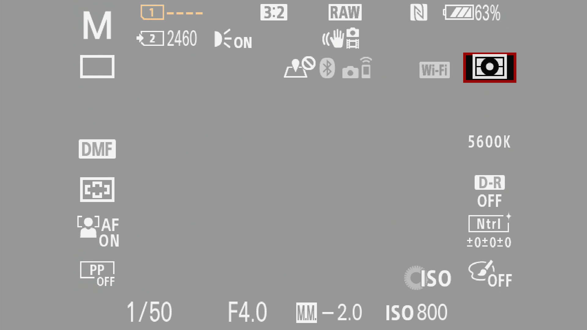 metering mode icon on sony screen
